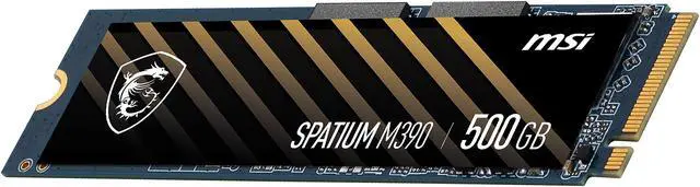 Alt view image 4 of 9 - MSI SPATIUM M390 M.2 2280 500GB PCIe Gen3 x4, NVMe 1.4 3 D NAND Internal Solid State Drive (SSD)