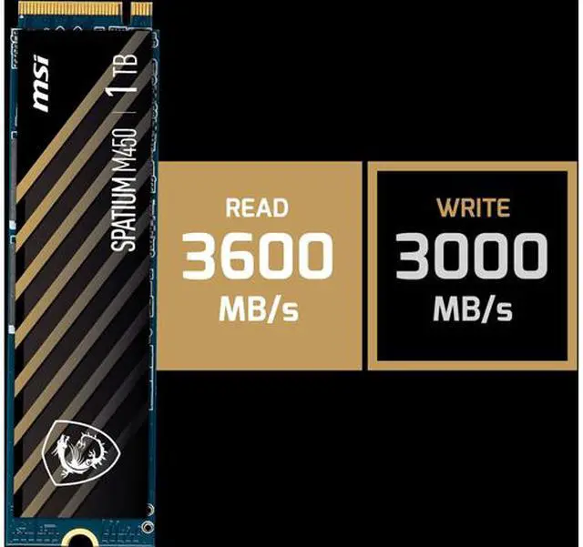 Alt view image 6 of 12 - MSI SPATIUM M450 M.2 2280 1TB PCI-Express 4.0 x4, NVMe 1.4 3D NAND Internal Solid State Drive (SSD)