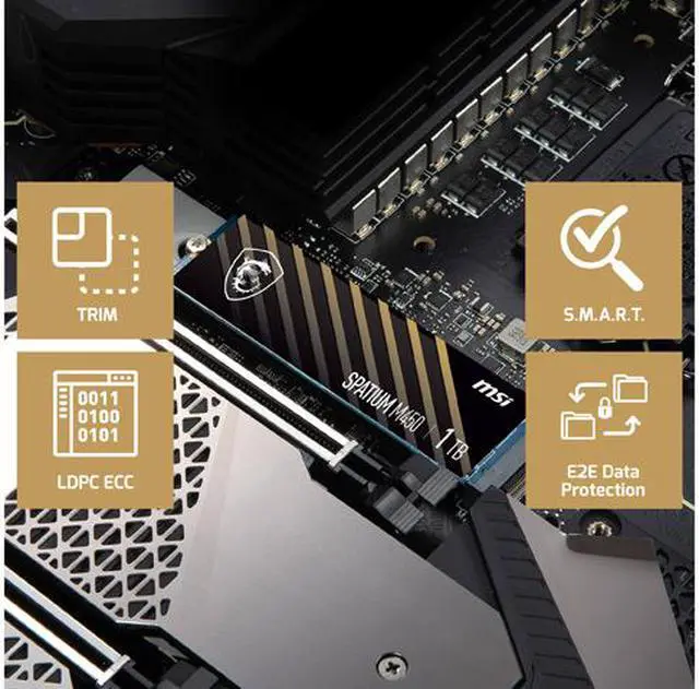 Alt view image 9 of 12 - MSI SPATIUM M450 M.2 2280 1TB PCI-Express 4.0 x4, NVMe 1.4 3D NAND Internal Solid State Drive (SSD)