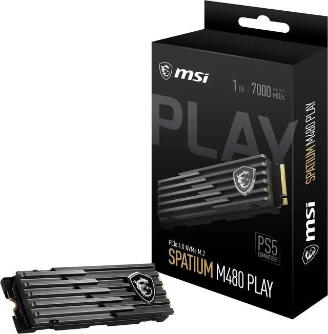 Alt view image 4 of 6 - MSI SPATIUM Series M.2 2280 1TB PCI-Express 4.0 x4 3D NAND Internal Solid State Drive (SSD) M480 PS5™ Compatible Heatsink