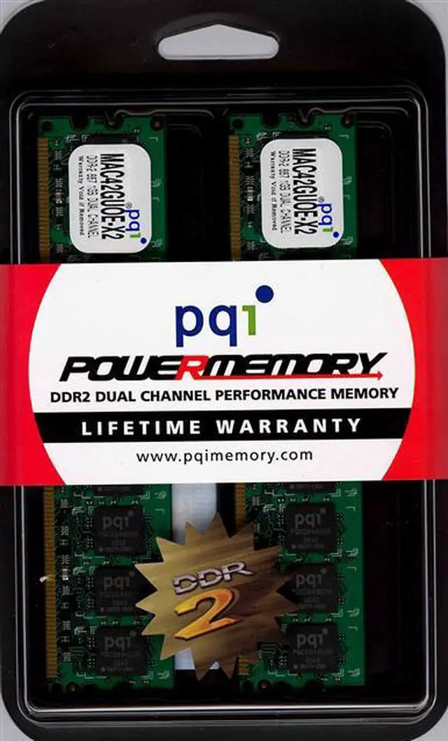Alt view image 2 of 2 - PQI 2GB (2 x 1GB) DDR2 667 (PC2 5400) Dual Channel Kit Desktop Memory Model MAC42GUOE-X2