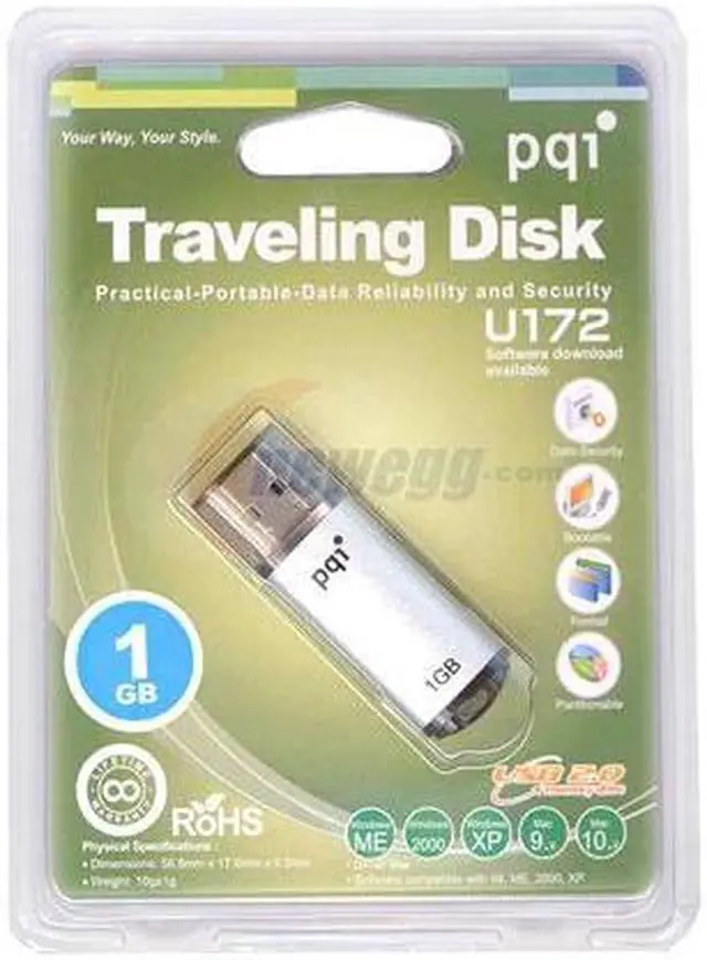 Main image of PQI U172 (SILVER) 1GB Flash Drive (USB2.0 Portable) BB55-B1G3-0221