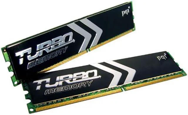 Main image of PQI TURBO 1GB (2 x 512MB) DDR2 667 (PC2 5400) Dual Channel Kit Desktop Memory Model PQI25400-1GDB