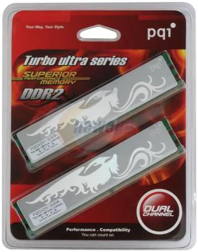 Main image of PQI TURBO 2GB (2 x 1GB) DDR2 533 (PC2 4200) Dual Channel Kit Desktop Memory Model PQI24200-2GDB