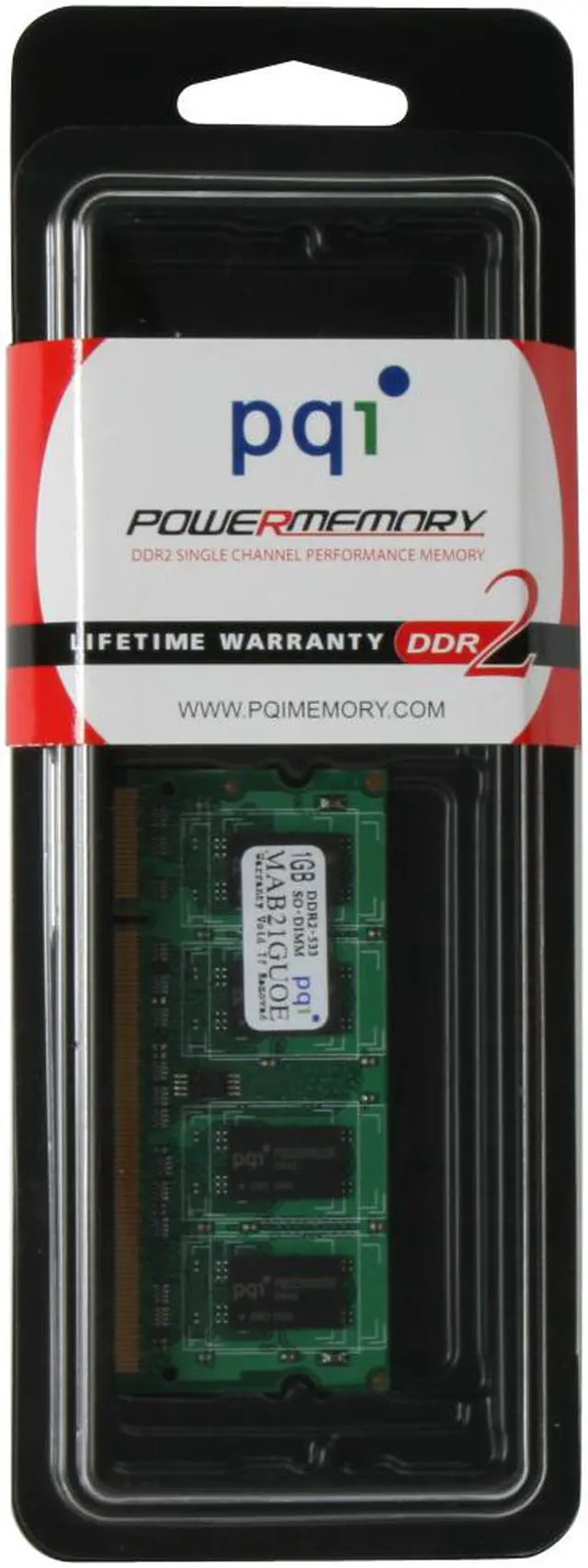 Alt view image 3 of 3 - PQI 1GB 200-Pin DDR2 SO-DIMM DDR2 533 (PC2 4200) Laptop Memory Model MAB21GUOE