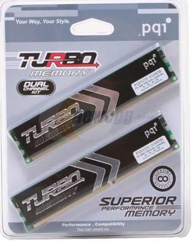 Alt view image 2 of 2 - PQI TURBO 2GB (2 x 1GB) DDR 400 (PC 3200) Dual Channel Kit Desktop Memory Model PQI3200-2048DB