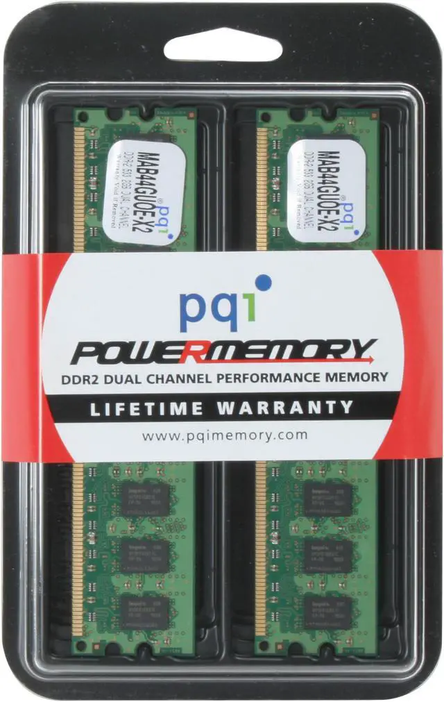 Alt view image 3 of 3 - PQI 4GB (2 x 2GB) DDR2 533 (PC2 4200) Dual Channel Kit Desktop Memory Model MAB44GUOE-X2