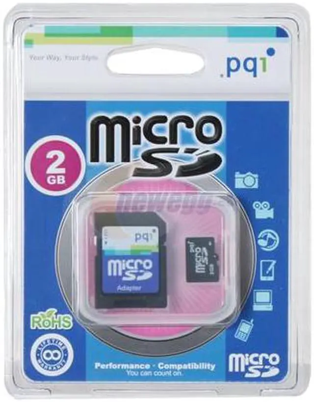 Alt view image 2 of 2 - PQI 2GB MicroSD Flash Card Model AE56-2030-0112