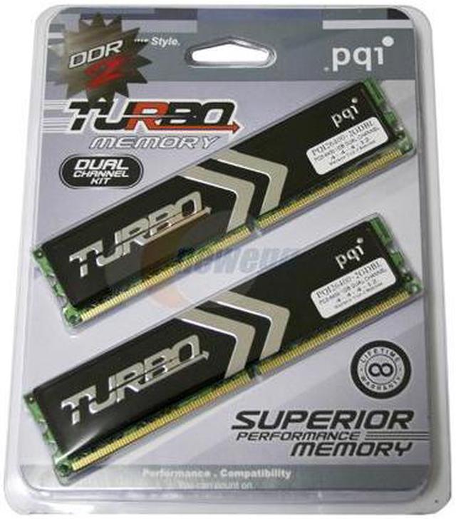 PQI TURBO 2GB (2 x 1GB) DDR2 800 (PC2 6400) Dual Channel Kit Desktop Memory  Model PQI26400-2GDBL - Newegg.com