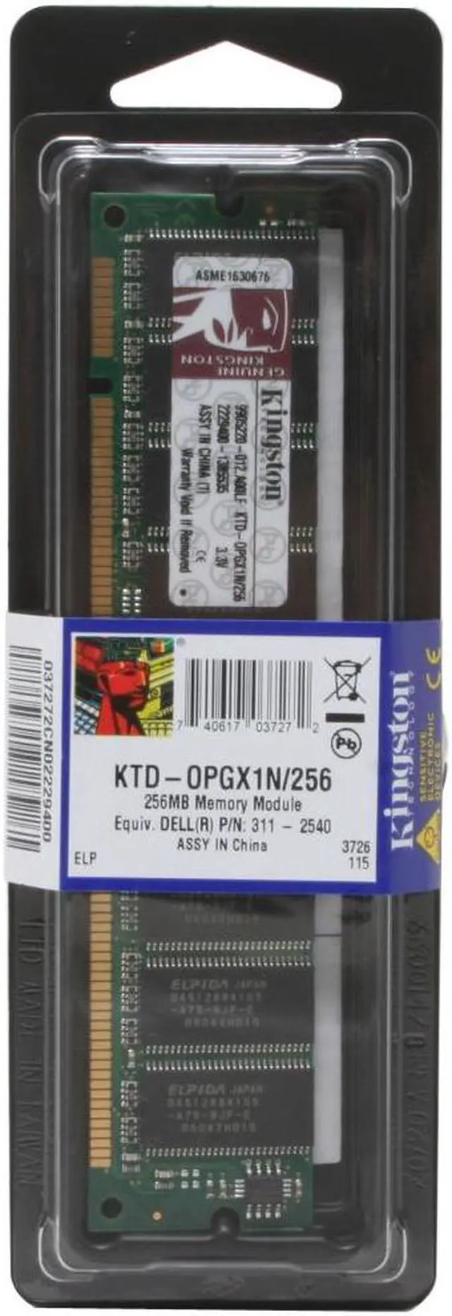 Main image of Kingston 256MB 168-Pin SDRAM Unbuffered PC 100 System Specific Memory for Dell Model KTD-OPGX1N/256