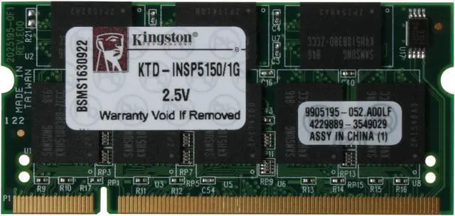 Alt view image 2 of 3 - Kingston 1GB Unbuffered DDR 333 (PC 2700) Laptop Memory Model KTD-INSP5150/1G