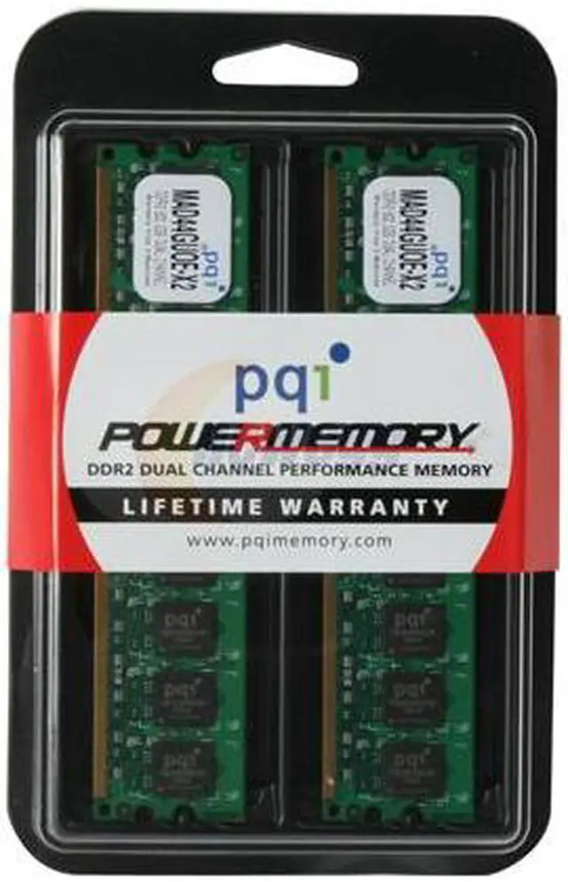 Alt view image 3 of 3 - PQI POWER Series 4GB (2 x 2GB) DDR2 800 (PC2 6400) Dual Channel Kit Desktop Memory Model MAD44GUOE-X2