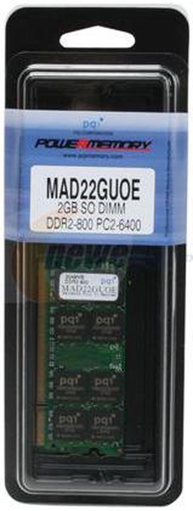 Alt view image 2 of 6 - PQI POWER Series 2GB 200-Pin DDR2 SO-DIMM DDR2 800 (PC2 6400) Laptop Memory Model MAD22GUOE