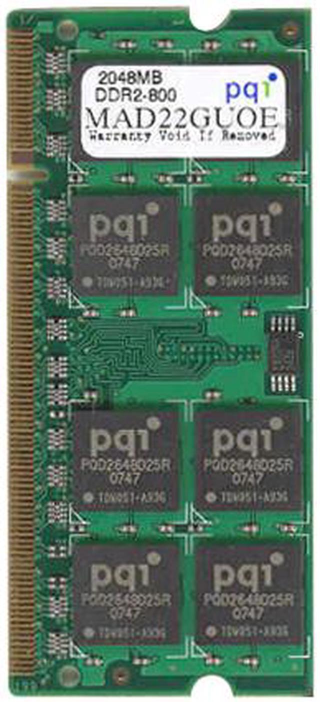 Alt view image 6 of 6 - PQI POWER Series 2GB 200-Pin DDR2 SO-DIMM DDR2 800 (PC2 6400) Laptop Memory Model MAD22GUOE