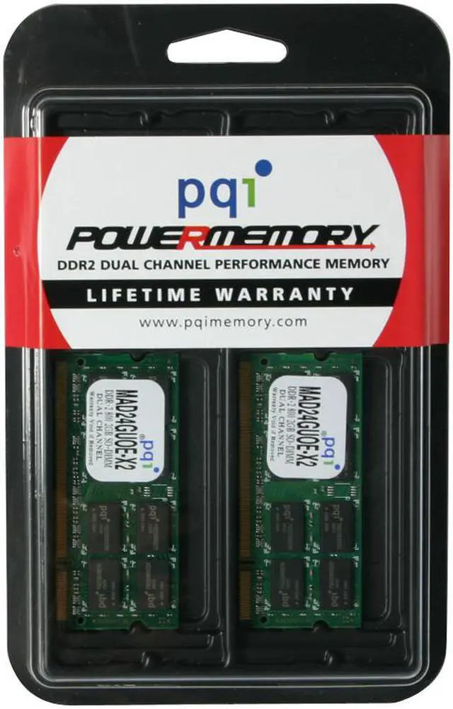 Alt view image 3 of 3 - PQI POWER Series 4GB (2 x 2GB) 200-Pin DDR2 SO-DIMM DDR2 800 (PC2 6400) Dual Channel Kit Laptop Memory Model MAD24GUOE-X2
