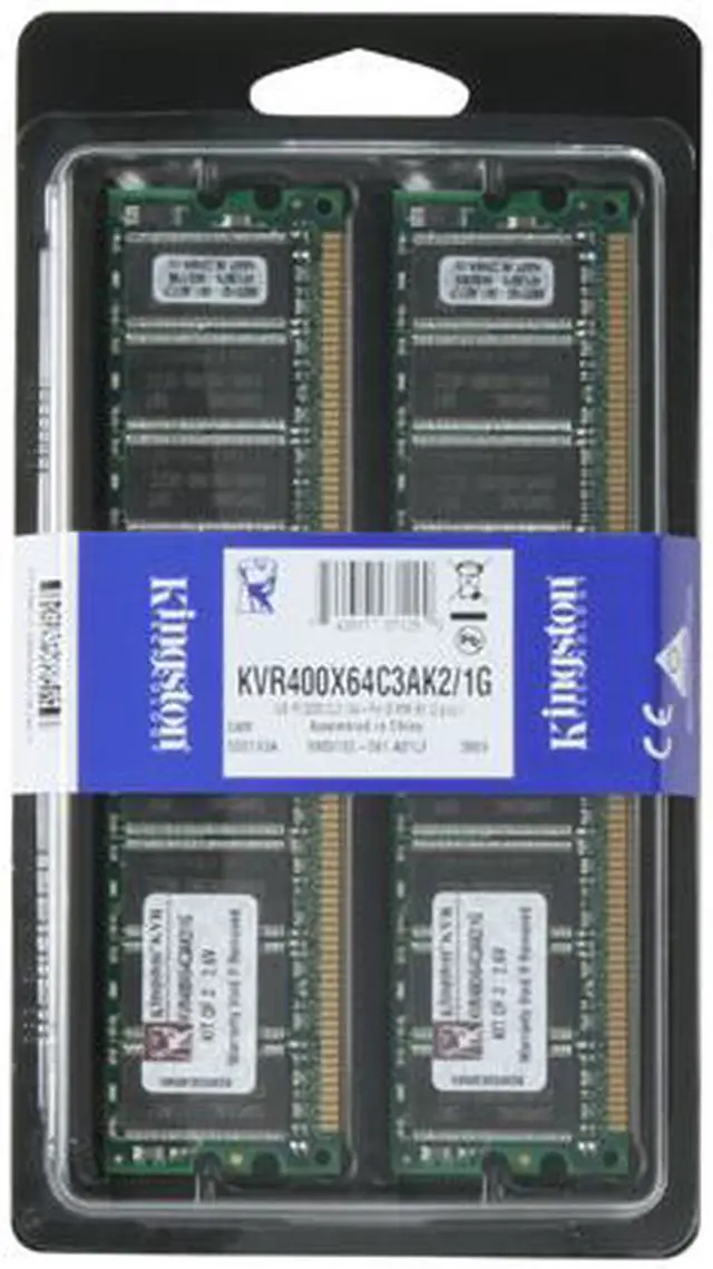Alt view image 3 of 3 - Kingston ValueRAM 1GB (2 x 512MB) DDR 400 (PC 3200) Dual Channel Kit System Memory Model KVR400X64C3AK2/1G
