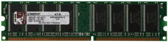 Alt view image 2 of 3 - Kingston ValueRAM 1GB Unbuffered DDR 333 (PC 2700) System Memory Model KVR333X64C25/1G
