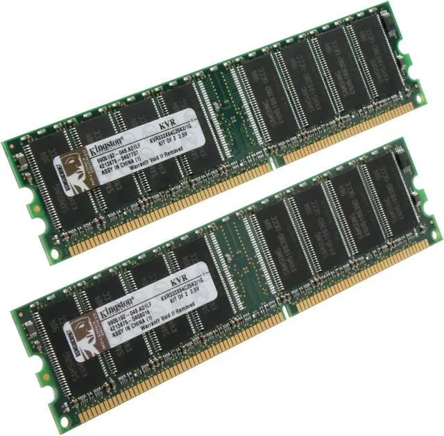 Main image of Kingston ValueRAM 1GB (2 x 512MB) DDR 333 (PC 2700) Dual Channel Kit Desktop Memory Model KVR333X64C25K2/1G