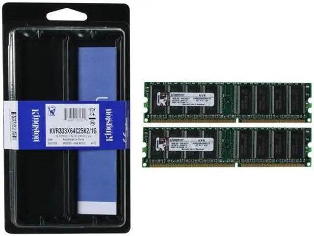 Alt view image 3 of 3 - Kingston ValueRAM 1GB (2 x 512MB) DDR 333 (PC 2700) Dual Channel Kit Desktop Memory Model KVR333X64C25K2/1G