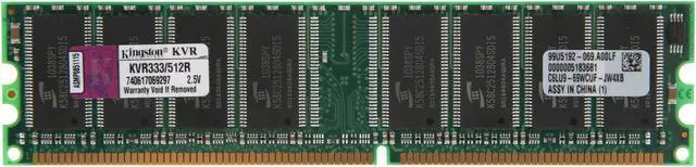 Main image of Kingston ValueRAM 512MB DDR 333 (PC 2700) Desktop Memory Model KVR333/512R