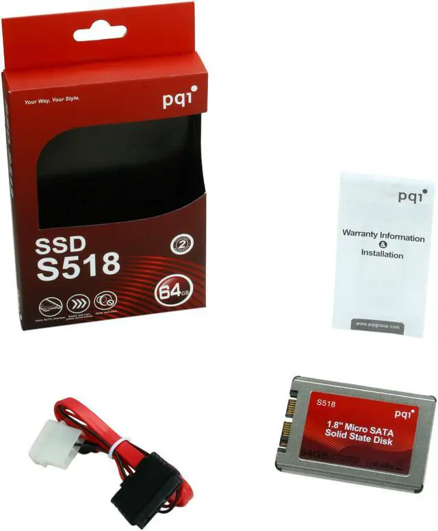 Alt view image 5 of 5 - PQI S518 64GB Micro-SATA Internal Solid State Drive (SSD) 6518-064GR1002
