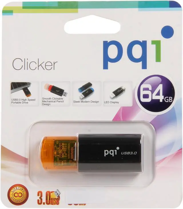 Alt view image 5 of 5 - PQI Clicker 64GB USB 3.0 Flash Drive 6232-064GR1XXX