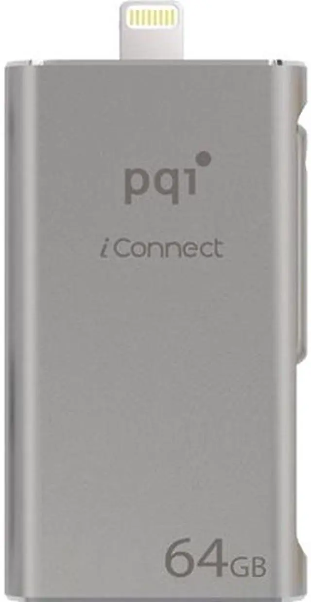 Main image of PQI iConnect [Apple MFi] 64GB Mobile Flash Drive w/ Lightning Connector for iPhones / iPads / iPod / Mac & PC USB 3.0 (Iron Gray) Model 6I01-064GR2001