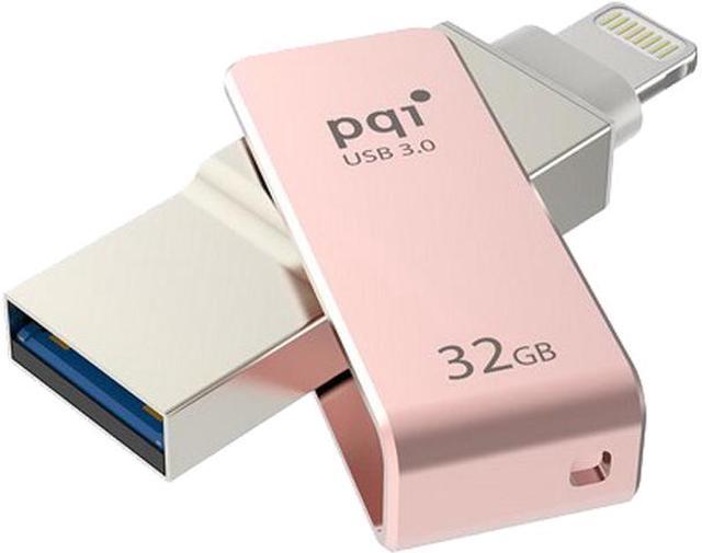 PQI iConnect Mini [Apple MFi] 32GB Mobile Flash Drive w/ Lightning  Connector for iPhones / iPads / iPod / Mac & PC USB 3.0 (Rose Gold) Model  