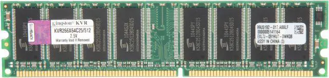 Main image of Kingston ValueRAM 512MB DDR 266 (PC 2100) Desktop Memory Model KVR266X64C25/512