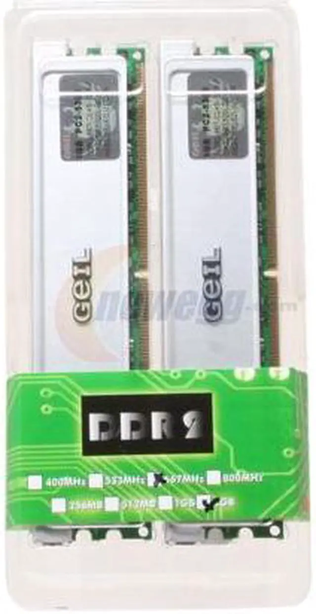 Alt view image 2 of 2 - GeIL 2GB (2 x 1GB) DDR2 667 (PC2 5300) Dual Channel Kit Desktop Memory Model GX22GB5300LDCK=