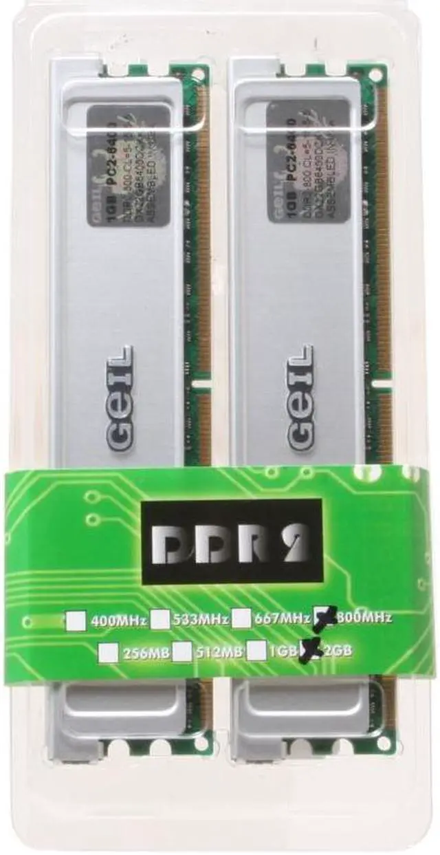 Alt view image 2 of 2 - GeIL 2GB (2 x 1GB) DDR2 800 (PC2 6400) Dual Channel Kit Desktop Memory Model GX22GB6400DCK=