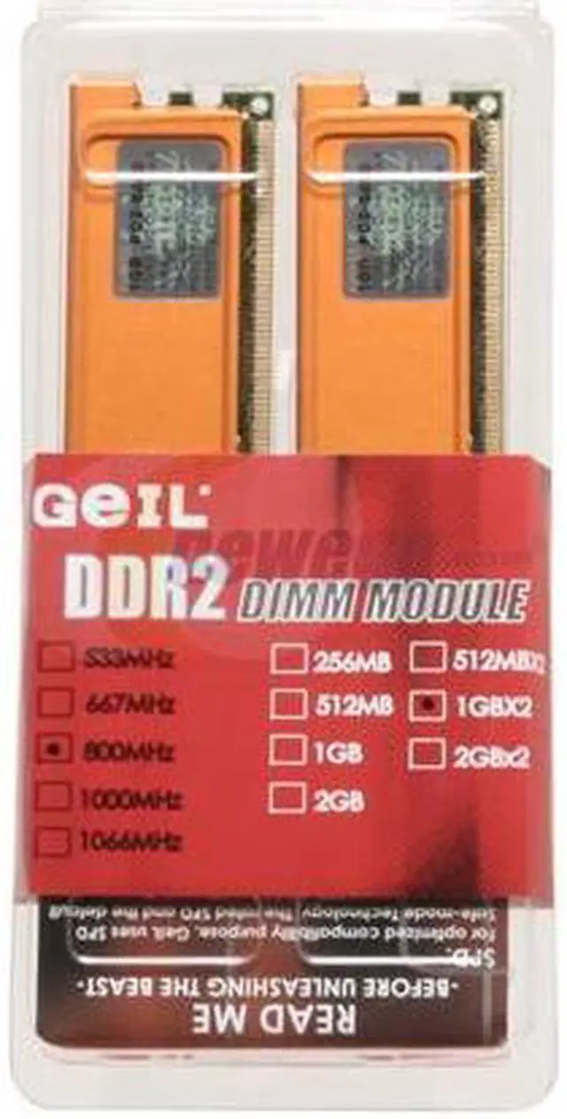 Alt view image 2 of 2 - GeIL 2GB (2 x 1GB) DDR2 800 (PC2 6400) Dual Channel Kit Desktop Memory Model GX22GB6400UDCA=