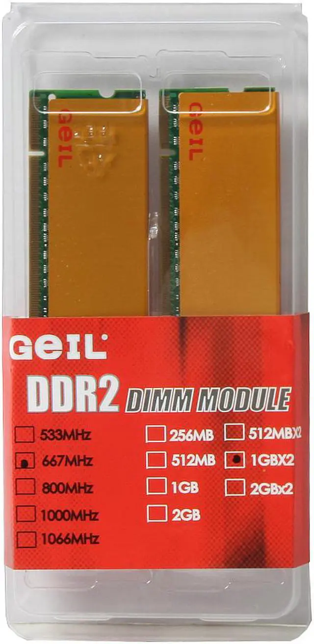 Alt view image 2 of 2 - GeIL 2GB (2 x 1GB) 200-Pin DDR2 SO-DIMM DDR2 667 (PC2 5300) Dual Channel Kit Laptop Memory Model GX2S5300-2GDCA