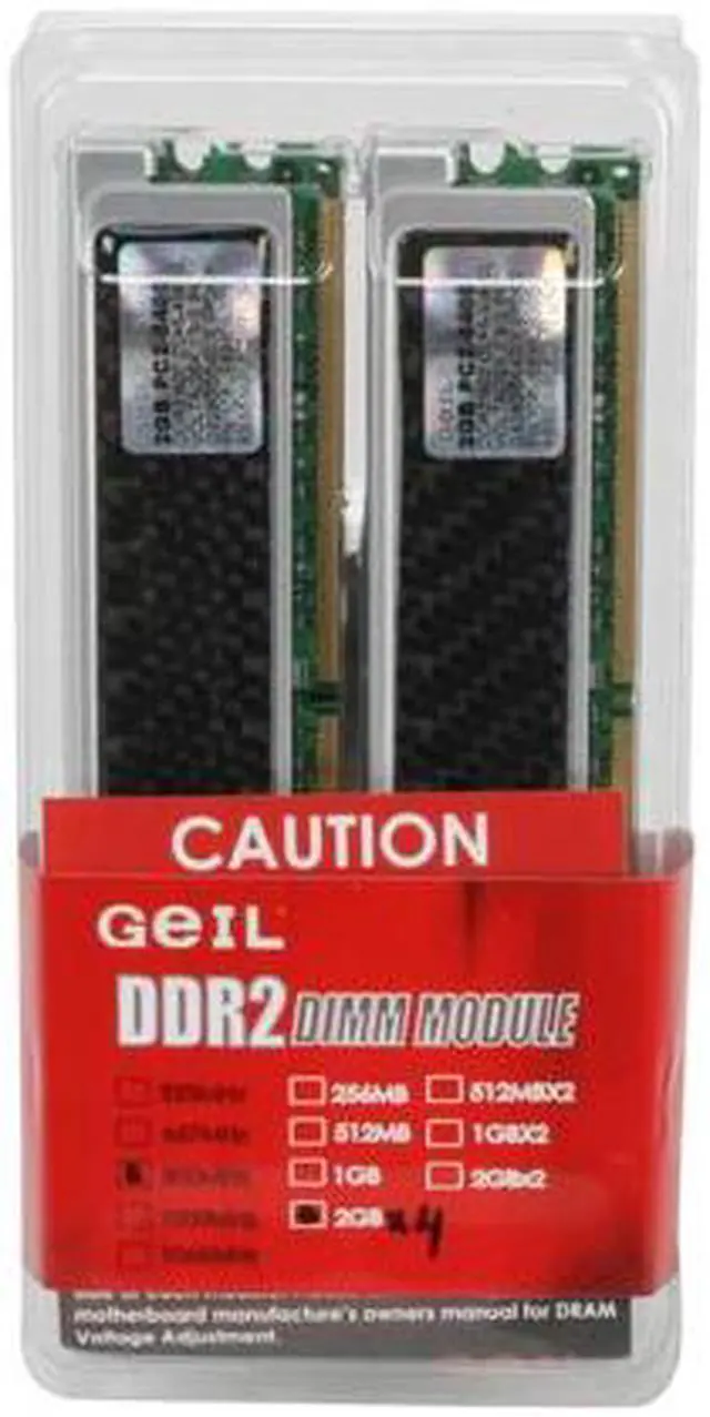 Alt view image 2 of 2 - GeIL Esoteria 8GB (4 x 2GB) DDR2 800 (PC2 6400) Quad Kit Desktop Memory Model GX28GB6400EBPDC - OEM