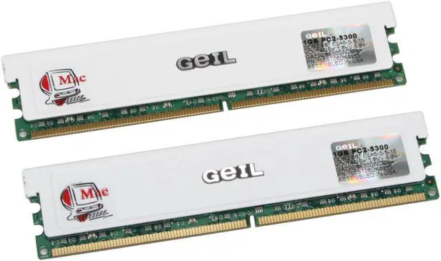 Alt view image 2 of 2 - GEIL 2GB (2 x 1GB) DDR2 667 (PC2 5300) Dual Channel Kit Memory For Apple Desktop Model GA22GB5300WDCA