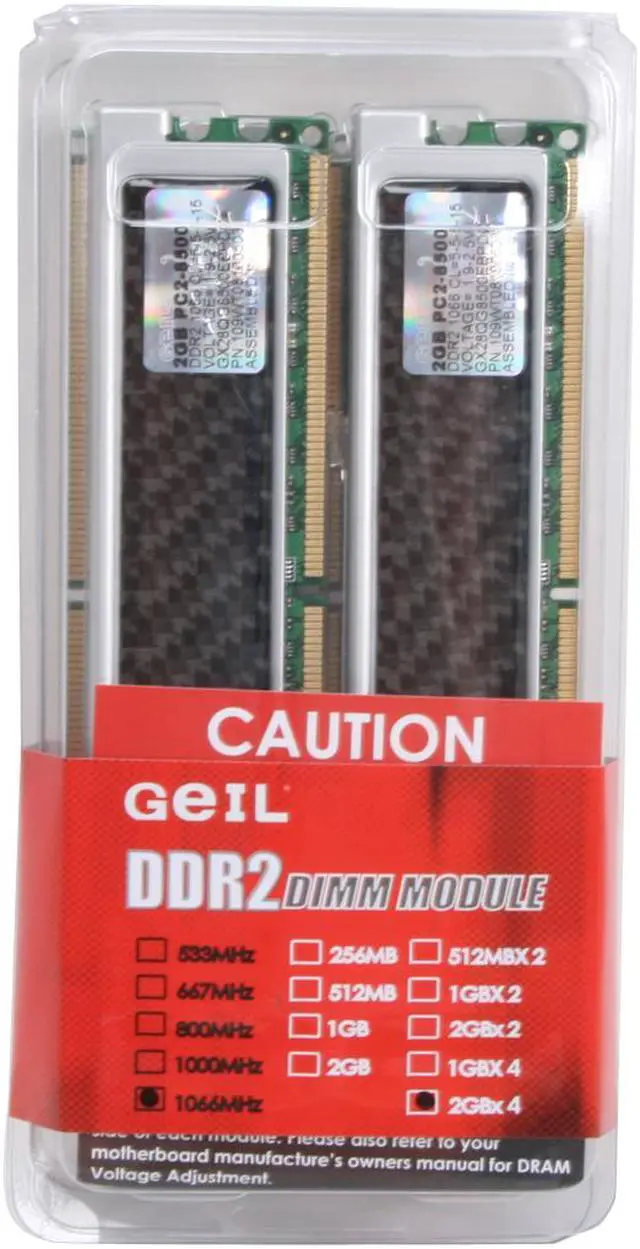 Alt view image 2 of 2 - GeIL 8GB (4 x 2GB) DDR2 1066 (PC2 8500) Quad Kit Desktop Memory Model GX28QG8500ERBPDC