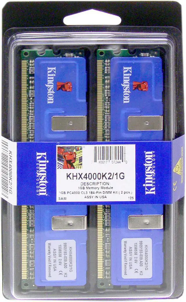 Alt view image 2 of 2 - HyperX 1GB (2 x 512MB) DDR 500 (PC 4000) Dual Channel Kit Desktop Memory Model KHX4000K2/1G