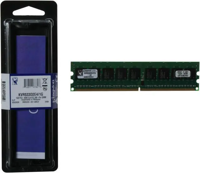 Alt view image 5 of 5 - Kingston ValueRAM 1GB ECC Unbuffered DDR2 533 (PC2 4200) Server Memory Model KVR533D2E4/1G