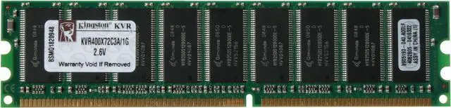 Alt view image 2 of 3 - Kingston ValueRAM 1GB ECC Unbuffered DDR 400 (PC 3200) Server Memory Model KVR400X72C3A/1G