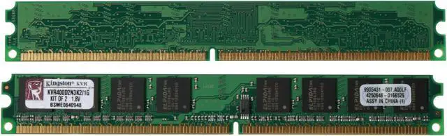 Alt view image 2 of 3 - Kingston ValueRAM 1GB (2 x 512MB) DDR2 400 (PC2 3200) Dual Channel Kit System Memory Model KVR400D2N3K2/1G