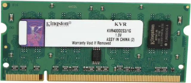 Main image of Kingston Value Series 1GB 200-Pin DDR2 SO-DIMM DDR2 400 (PC2 3200) Laptop Memory Model KVR400D2S3/1G