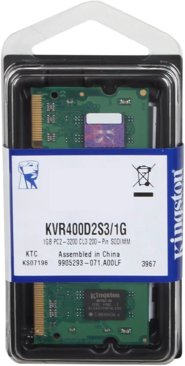 Alt view image 3 of 3 - Kingston Value Series 1GB 200-Pin DDR2 SO-DIMM DDR2 400 (PC2 3200) Laptop Memory Model KVR400D2S3/1G
