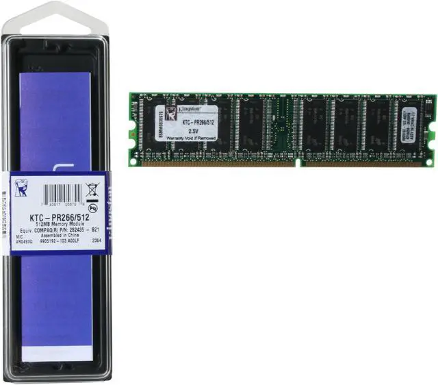 Alt view image 3 of 3 - Kingston 512MB 184-Pin DDR SDRAM Unbuffered DDR 266 (PC 2100) System Specific Memory for HP/Compaq Model KTC-PR266/512
