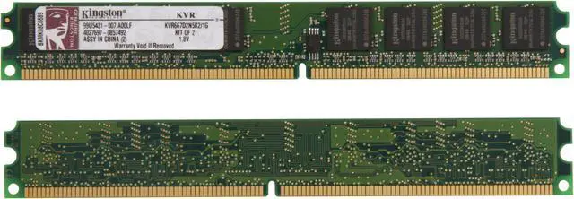 Alt view image 2 of 3 - Kingston ValueRAM 1GB (2 x 512MB) DDR2 667 (PC2 5300) Dual Channel Kit System Memory Model KVR667D2N5K2/1G