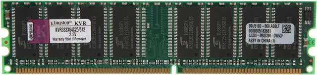 Main image of Kingston ValueRAM 512MB DDR 333 (PC 2700) Desktop Memory Model KVR333X64C25/512