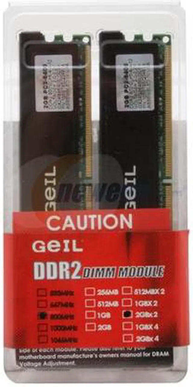Alt view image 2 of 2 - GeIL 4GB (2 x 2GB) DDR2 800 (PC2 6400) Dual Channel Desktop Memory Model GX24GB6400LDCB=