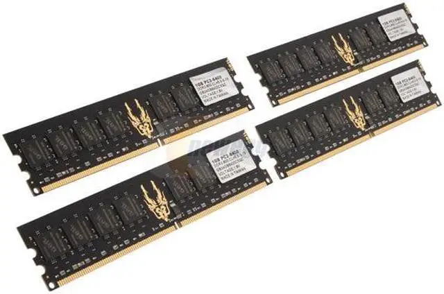 Main image of GeIL Black Dragon 4GB (4 x 1GB) DDR2 800 (PC2 6400) Quad Channel Kit Desktop Memory Model GB24GB6400C5QC