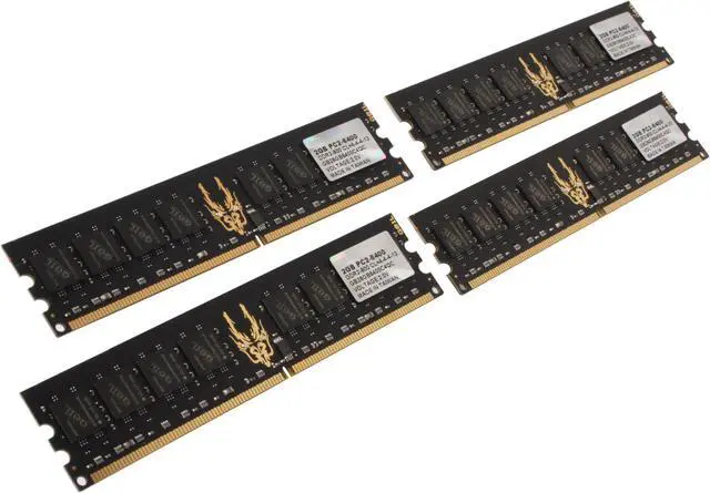 Main image of GeIL Black Dragon 8GB (4 x 2GB) DDR2 800 (PC2 6400) Quad Channel Kit Desktop Memory Model GB28GB6400C4QC