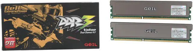 Alt view image 3 of 3 - GeIL 4GB (2 x 2GB) DDR3 1066 (PC3 8500) Dual Channel Kit Desktop Memory Model GV34GB1066C7DC