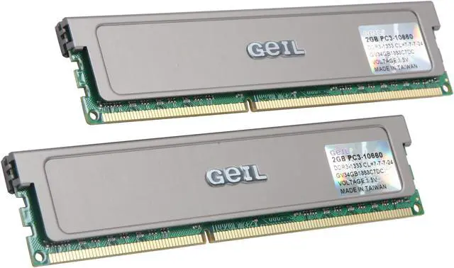 Main image of GeIL 4GB (2 x 2GB) DDR3 1333 (PC3 10660) Dual Channel Kit Desktop Memory Model GV34GB1333C7DC